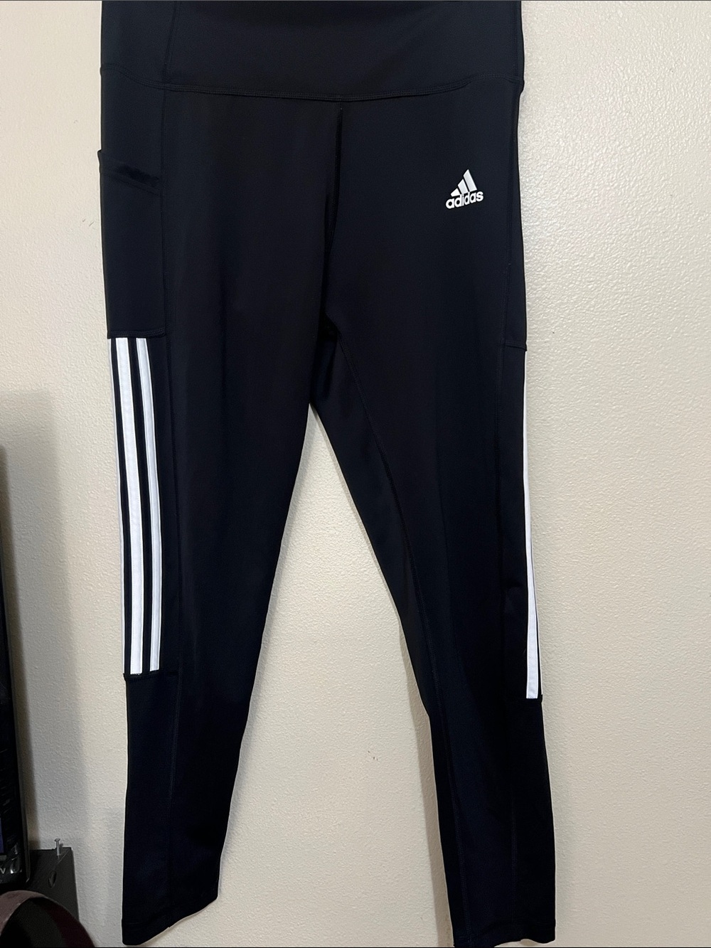 adidas Black Leggings with White Side Stripes for Kids
